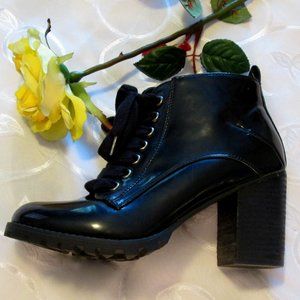 BLACK PATENT MIX NO. 6 BOOTIES